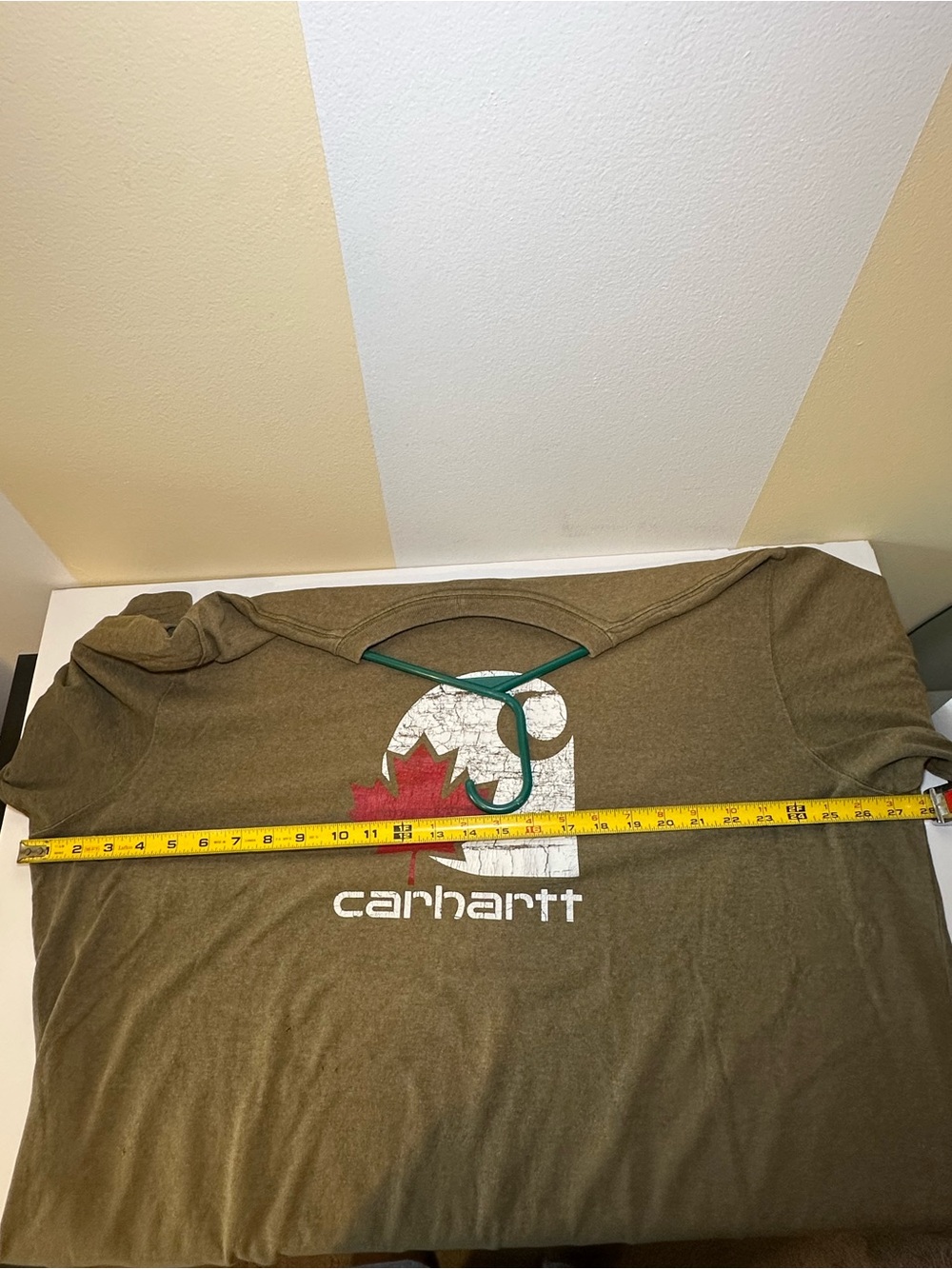Carhartt Olive Short-Sleeve Logo Tee with Red Maple Mens Size XXL - Picture 8 of 8